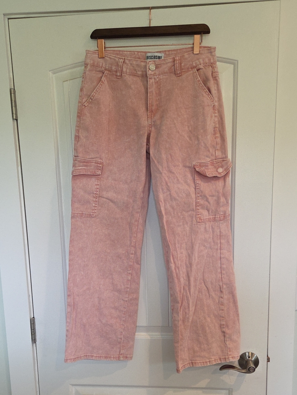DISCLOSURE Pink Wide Leg Cargo Jeans